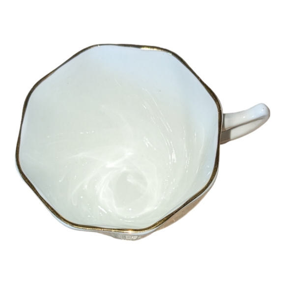 Rosina| England Bone China Yellow Golden Floral Fancy White Tea Cup with Saucer - Picture 7 of 10